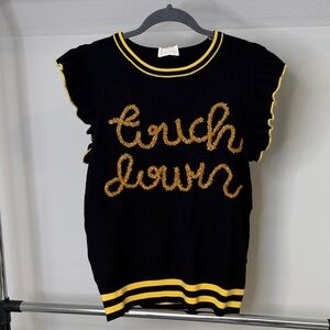 BiBi Black Sweater with Gold Script Design